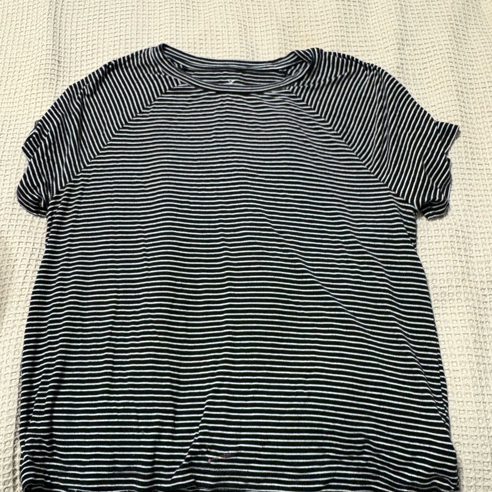 American Eagle Outfitters Black and White Striped Tee